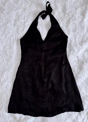 Черное сатиновое платье zara с открытой спинкой9 фото