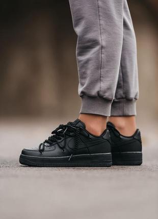 Кроссовки кожаные nike air force 1 black, кеды1 фото