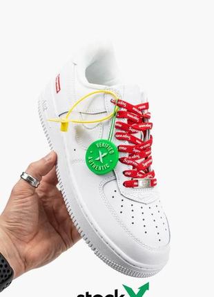 Кроссовки кожаные скидка🌷 nike air force 1 '07 supreme "white"