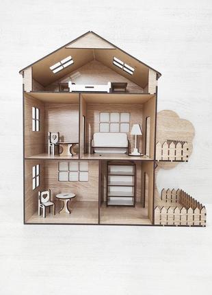 Игровой кукольный домик для лол,пеппы и других персонажей с набором мебели.2 фото