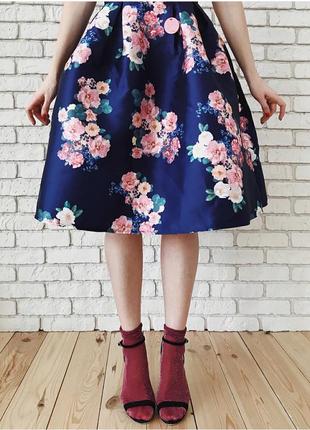 🌿🌷 урочиста ретро сукня міді з квітами пишна сукня6 фото