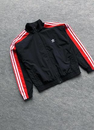 Оригинальная куртка, ветровка adidas originals w woven windbreaker jacket black/red2 фото