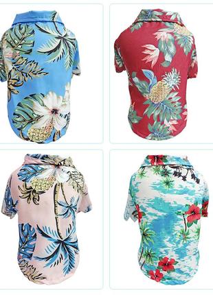 Одежда для собак. рубашка лето гавайская цветочная собачья рубашка голубая m14402 фото