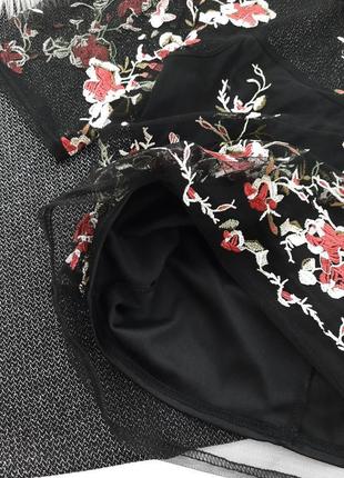 Блузка сітка з квітковою вишивкою топ redherring4 фото