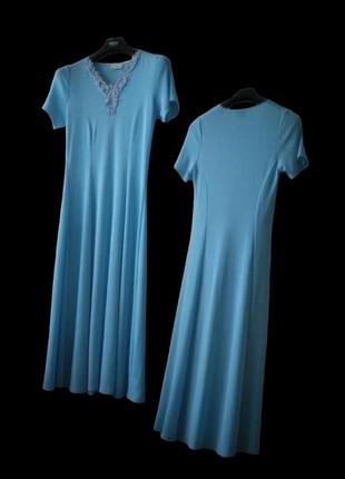 Трикотажное платье стрейч винтажное heather valley с кружевом пайетки бисер батал большого размера макси длинное7 фото