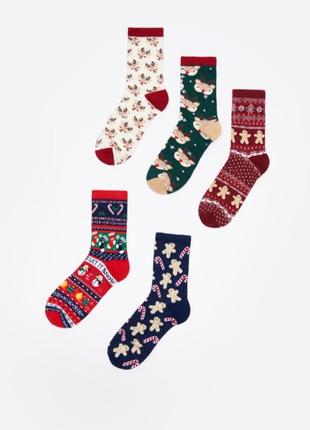 36-38 р новий фірмовий подарунковий набір різдвяні жіночі шкарпетки 5 пар house2 фото