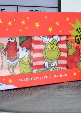 36-38/39-41 р новый фирменный подарочный набор рождественские женские носки grinch гренч 4 пары house7 фото
