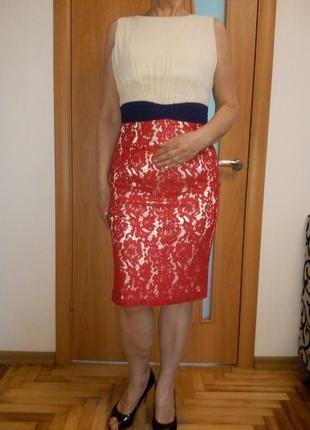 Шикарное комбинированное платье. размер 12.6 фото