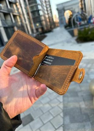 Зажим для купюр коричневого цвета из натуральной кожи