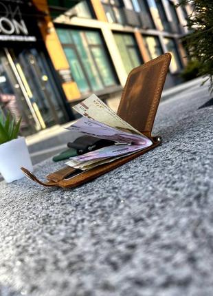 Зажим для купюр коричневого цвета из натуральной кожи