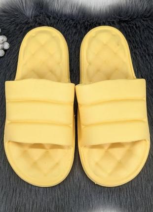 Шлепанцы женские сланцы пенковые желтые на объемной подошве