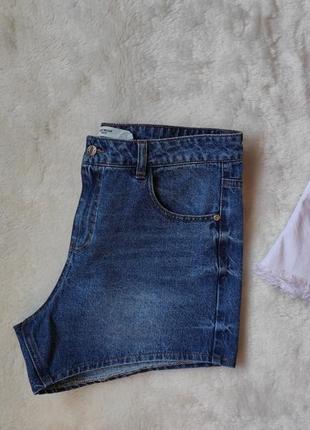 Синие плотные короткие джинсовые шорты очень высокая талия посадка женские vero moda9 фото