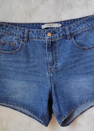 Синие плотные короткие джинсовые шорты очень высокая талия посадка женские vero moda4 фото