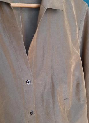 Стильная коричневая блуза шелк6 фото