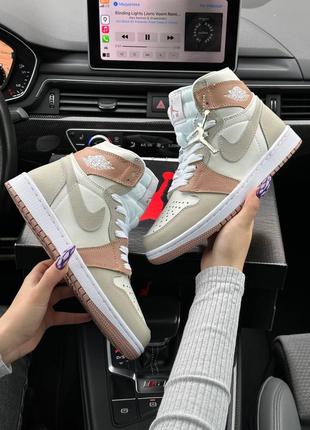 🔥женские кроссовки nike air jordan 1 high "milan beige fur”