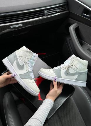 🔥женские кроссовки nike air jordan 1 high “grey white”