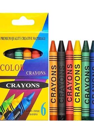 Карандаши восковые crayons 6 цветов арт. 2006а