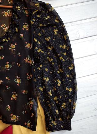 Шифоновая блуза в цветы от zara6 фото