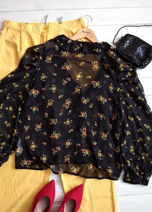 Шифоновая блуза в цветы от zara8 фото