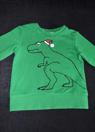 Зеленый свитшот худи толстовка с динозавром h&m2 фото