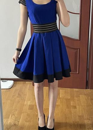 Коротке плаття синього кольору2 фото