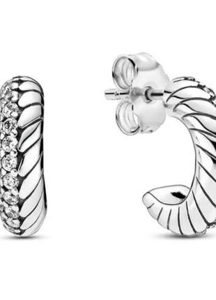 Серебрянные серьги кольца змейка пандора серебро 925 pandora сережки