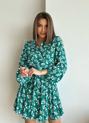 Распродажа 🤤 ❤️ эффектное стильное свободное платье мини зеленого цвета