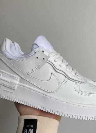 Женские кожаные кроссовки nike air force shadow full white 3#найк