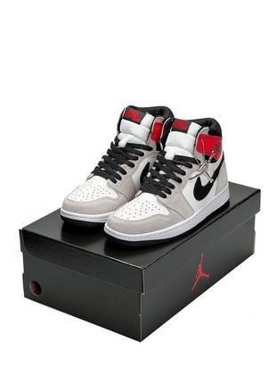 Женские кроссовки nike air jordan 1 high "grey black red”#найк