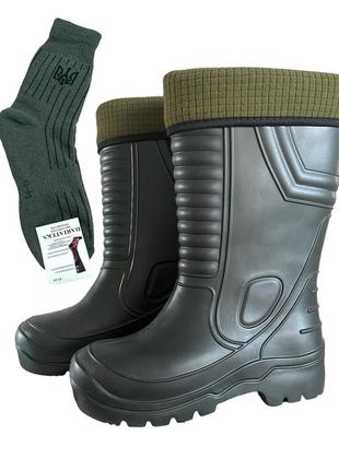 Сапоги зимние jose amorales со вставкой, хаки р.43-44 + носки махра хаки в подарок!