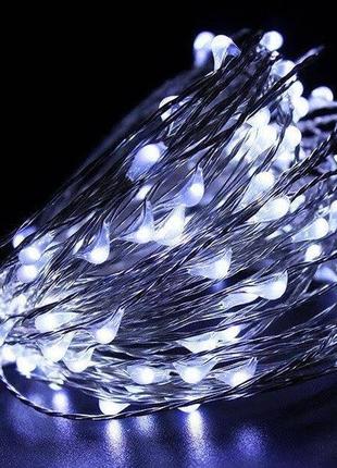 Гирлянда роса 5м на батарейках (cr2032), 50 led, цвет холодный белый