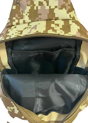 Сумка-слінг тактична плечова однолямкова колір бежевий піксель (26*18*12 см)5 фото