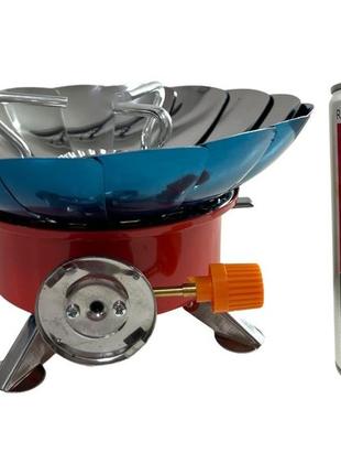 Газовий пальник із захистом від вітру camping stove ma-200+газовий балон