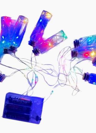 Гірлянда роса в колбе (10шт,3м) , светодиодная, цвет мультиколор, на батарейках