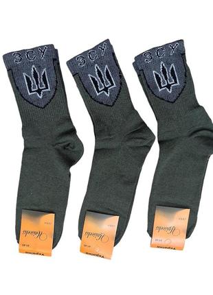 Шкарпетки чоловічі хакі тризуб зсу cotton unisocks р.41-45 (3 пари)