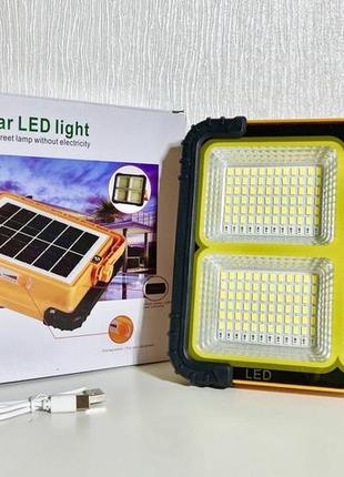 Ліхтар яскравий світлодіодний protection rating ip66 із сонячною батареєю та usb (336 led)