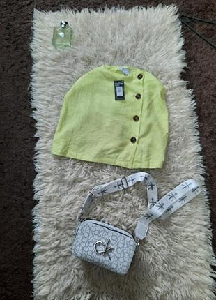 Спідничка з натуральної тканини лимонного кольору