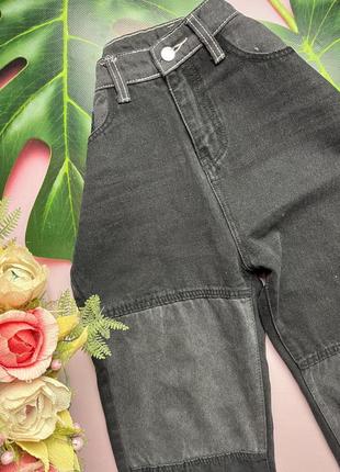 📞чорно-сірі джинси з нашивками/чорні джинси з контрастною строчкою/стильні вільні джинси📞8 фото