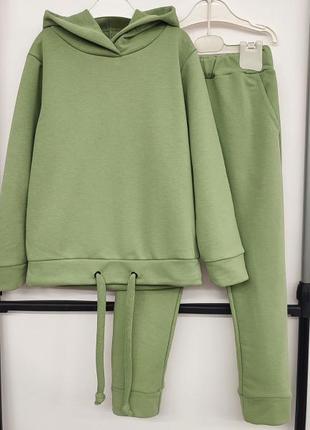 Костюм однотонний худі з капюшоном і джогери на манжеті