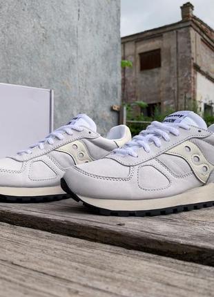 Мужские кожаные кроссовки saucony shadow original 70564-2s white/white3 фото