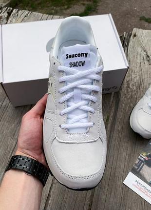 Мужские кожаные кроссовки saucony shadow original 70564-2s white/white5 фото