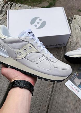 Мужские кожаные кроссовки saucony shadow original 70564-2s white/white4 фото