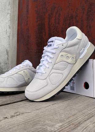 Мужские кожаные кроссовки saucony shadow original 70564-2s white/white10 фото