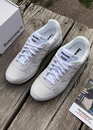 Мужские кожаные кроссовки saucony shadow original 70564-2s white/white9 фото