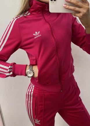 Оригінальний малиновий вінтажний костюм adidas2 фото