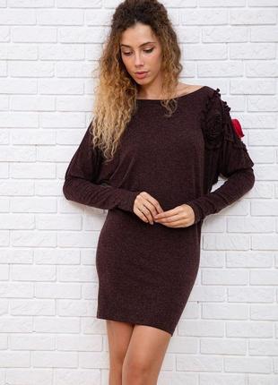 Шерстяное приталенное платье коричневого цвета4 фото