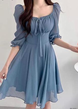 Голубое весеннее шифоновое платье 💙