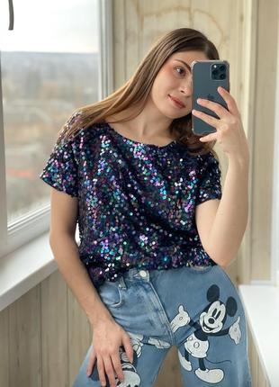 Блестящий топ в пайетки 1+1=3