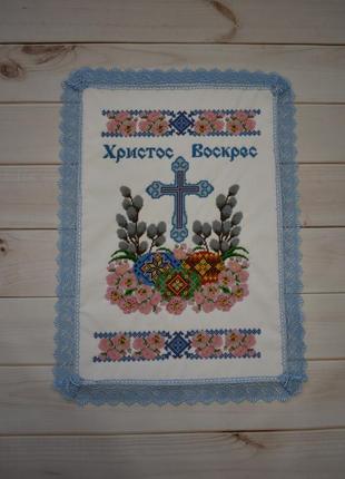 Пасхальное полотенце вышит бисером 6