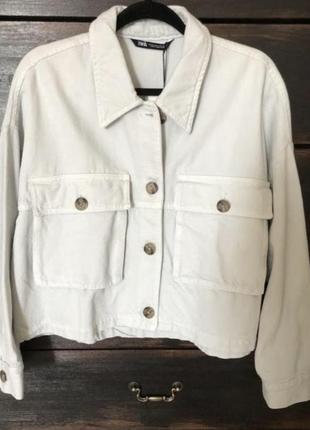 Новая стильная укорочённая свободная джинсовая куртка карго 52-54 р zara